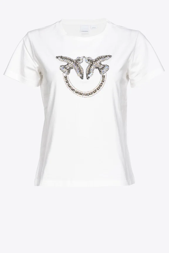 100535A1R7-Z15.webp Pinko caiseta con bordado Love Birds - Imagen 1