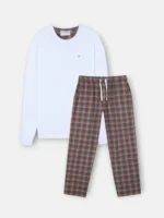 Silbon pijama cuadros tartan marron gris