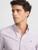 Silbon camisa sport oxford raqueta rayas burdeos - Imagen 6