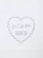 Silbon camiseta woman roll out corazon tachas blanca - Imagen 2