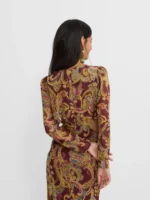 Silbon vestido largo abertura estampado cachemir burdeos - Imagen 4