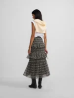 Silbon falda larga volantes estampado negros - Imagen 3