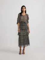 Silbon blusa volantes estampado negro - Imagen 4