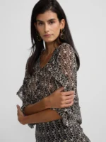Silbon blusa volantes estampado negro - Imagen 2