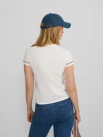 Silbon camiseta woman bordado etnico multicolor blanca - Imagen 5