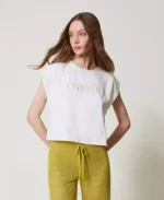 Twinset camiseta con bordado y perlas