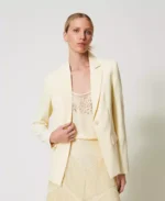 Twinset chaqueta blazer de crepe fluido vainilla