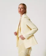 Twinset chaqueta blazer de crepe fluido vainilla - Imagen 3