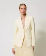 Twinset chaqueta blazer de crepe fluido vainilla - Imagen 6