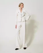 Twinset  pantalon de pierna ancha con boton joya