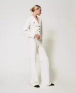 Twinset  pantalon de pierna ancha con boton joya - Imagen 3