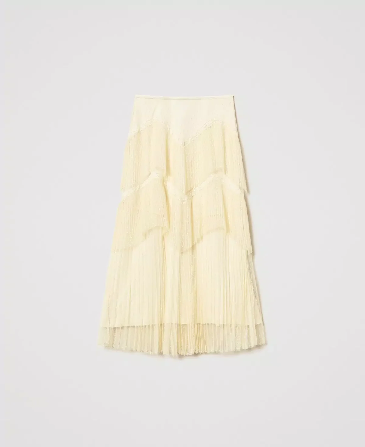 Twinset falda larga de tul con volantes plisados vainilla - Imagen 2