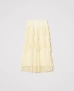 Twinset falda larga de tul con volantes plisados vainilla - Imagen 2