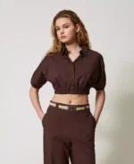 Twinset blusa cropped de popelina