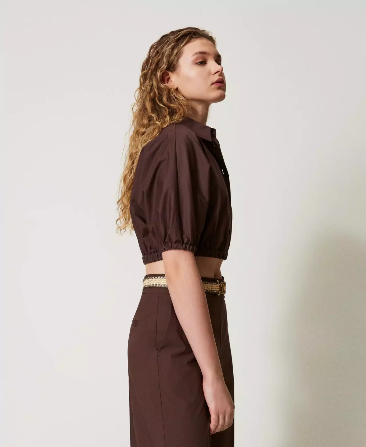 Twinset blusa cropped de popelina - Imagen 3