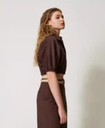 Twinset blusa cropped de popelina - Imagen 3