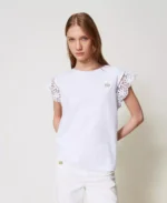 Twinset top de punto acanalado marron