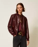 Twinset chaqueta efecto piel con botones