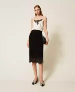 Twinset top de raso y encaje blanco/negro - Imagen 6
