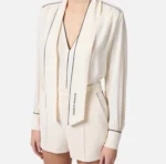 Elisabetta Franchi camisa de georgette con pañuelo y cordoncillo - Imagen 4