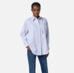 Elisabetta Franchi camisa de popelina de algodon a rayas - Imagen 3