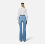 Elisabetta Franchi pantalon denim de talle alto con botones con logotipo - Imagen 5