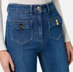 Elisabetta Franchi pantalon denim con bolsillos pequeños y detalle de lazo - Imagen 4