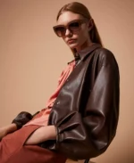 Twinset chaqueta de efecto piel con cuello camisero
