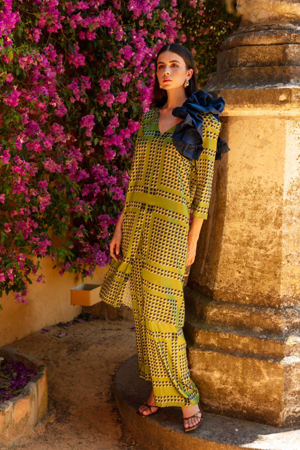 Matilde Cano pantalon geometrico verde - Imagen 2