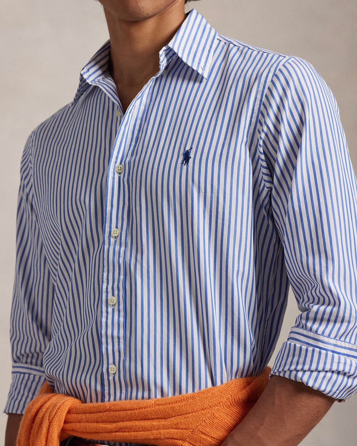 Polo Ralph Lauren camisa de popelina a rayas azul - Imagen 5