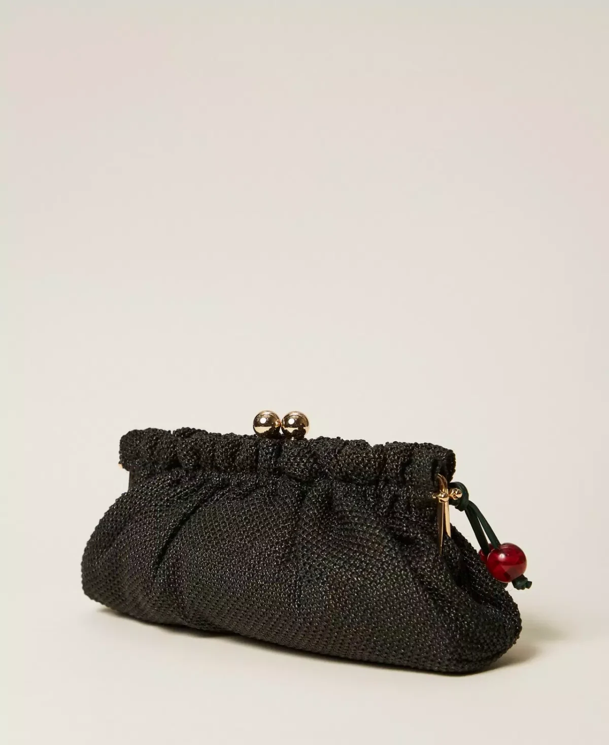 Twinset bolso clutch de rafia con colgante negro - Imagen 3