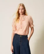 Twinset camisa de encaje con lazo