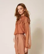 Twinset blusa de tul plumetis con encaje - Imagen 3