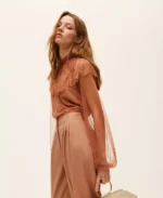 Twinset blusa de tul plumetis con encaje