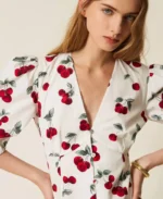 Twinset vestido corto de popelina con estampado de cerezas - Imagen 4