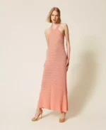 Twinset vestido largo de punto con ganchillo