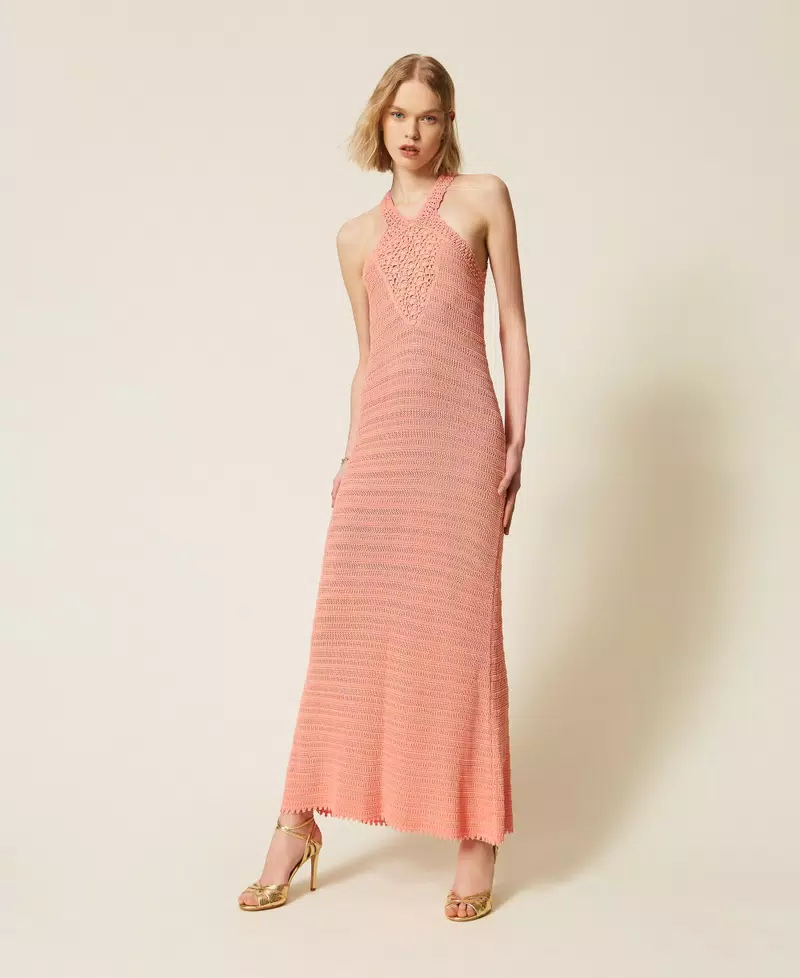 261TT3060_13448_01 Twinset vestido largo de punto con ganchillo - Imagen 1
