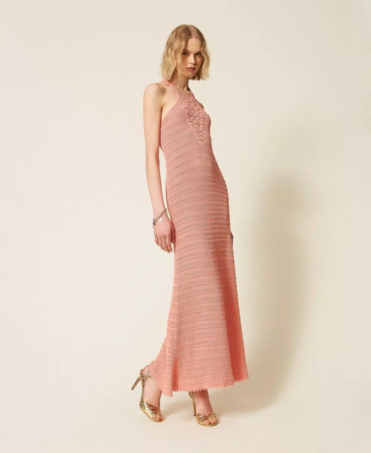 Twinset vestido largo de punto con ganchillo - Imagen 2