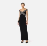 Elisabetta Franchi vestido largo de punto con bandas a rayas - Imagen 2