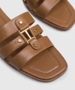 Twinset sandalias slide de piel con logotipo - Imagen 5