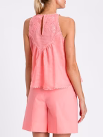 Twinset top de algodon rosa salmon con bordados - Imagen 2