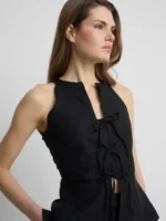 Silbon chaleco lazos lino negro - Imagen 2